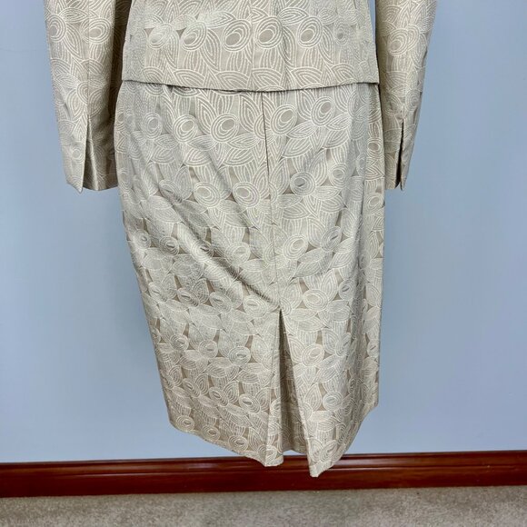 Marlowe Italy Womens Tan 2 Piece Suit Skirt Jacket Silk Cotton size IT 40 US 6 - Picture 9 of 14